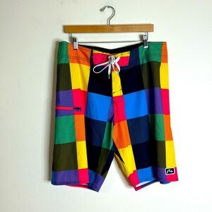 Y2K rusty mens colorful phantom style swim board shorts size 36